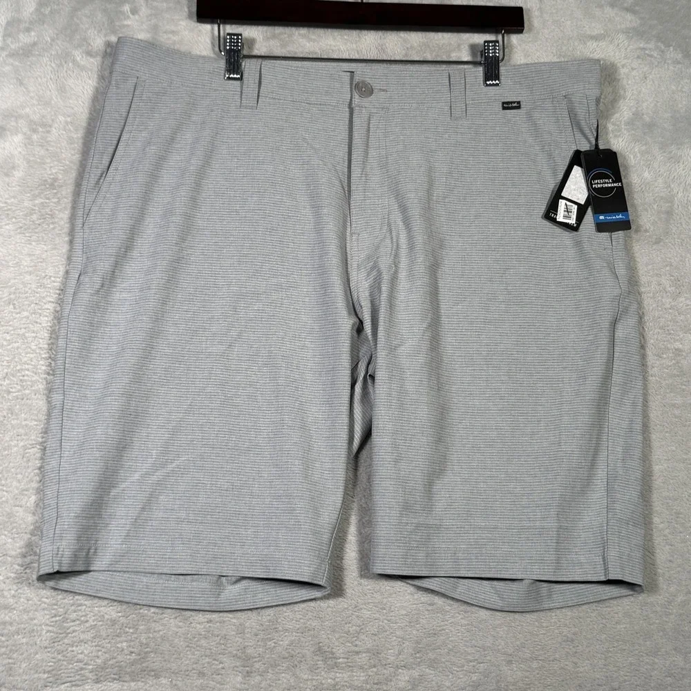 Travis Mathew Shorts Mens 40 Gray Striped Performance‎ Golf Stretch Sand Harbor